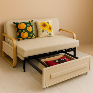Cận cảnh ngăn kéo chứa đồ của sofa giường Daizo