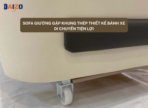 Sofa giường gập khung thép thiết kế bánh xe di chuyển tiện lợi