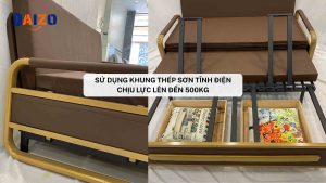 Sofa kéo bọc da sử dụng khung thép sơn tĩnh điện chắc chắn