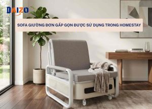 Sofa giường đơn gấp gọn được sử dụng trong homestay