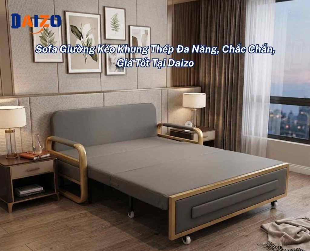 Sofa giường kéo khung thép chắc chắn