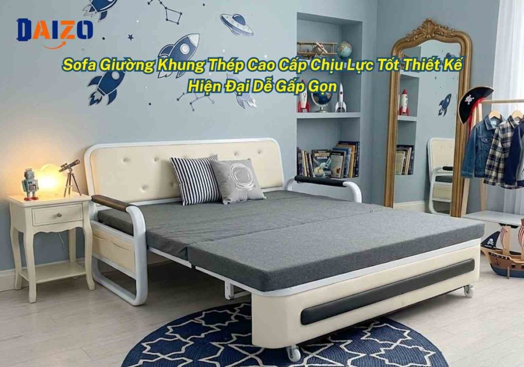 Sofa giường khung thép cao cấp chịu lực tốt thiết kế hiện đại dễ gấp gọn