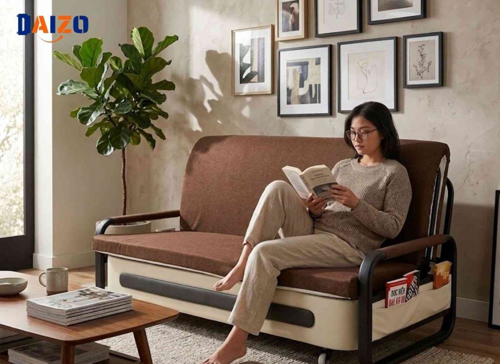 Sofa bed gấp gọn thông minh được nhiều gia đình lựa chọn