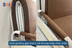 Sofa giường gập Daizo với khung thép chắc chắn