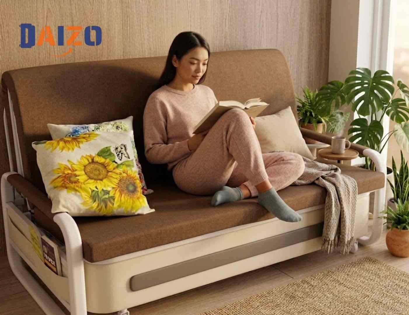 Sofa giường gập khung thép bền chắc, tiện lợi
