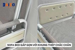 Sofa bed gấp gọn với khung thép chắc chắn